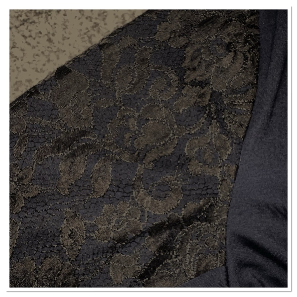 St. John Black Lace Sleeve Knit Top - Picture 7 of 7